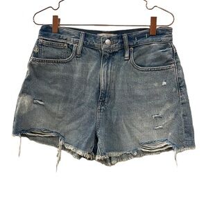 Madewell the mom jean shorts.  Size 27
